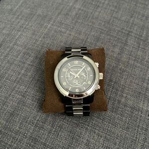 Mens Michael Kors watch - black and silver, gently used